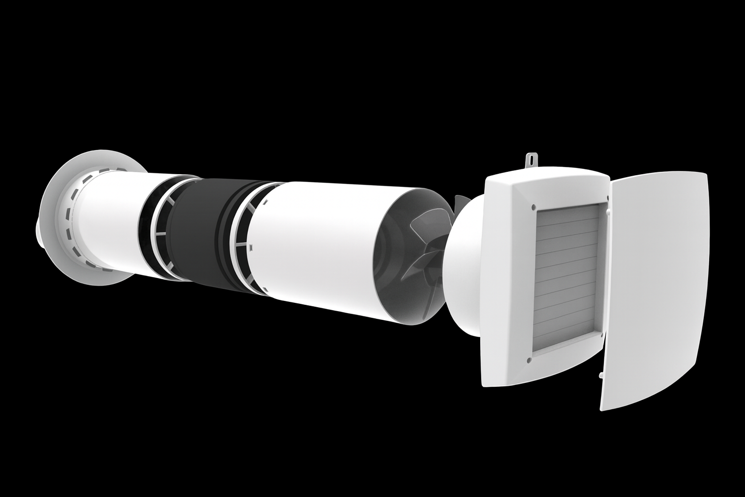 Systém rekuperácie tepla - detailná vizualizácia komponentov